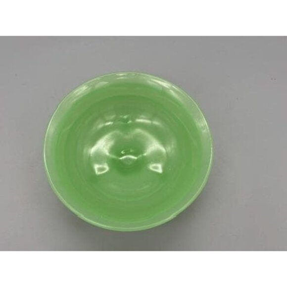 Vintage Jadeite 3 Footed Glass Bowl Candy Dish Beehive Pattern - Picture 5 of 8